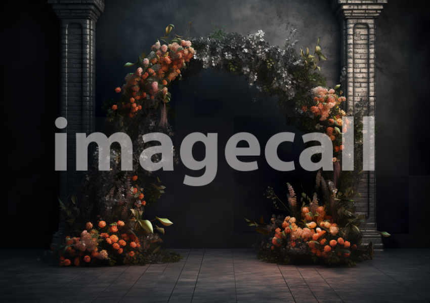 A060 Dark Grey Floral Arch Backdrops (4)
