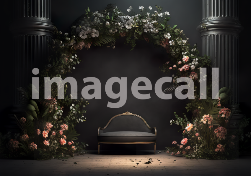 A060 Dark Grey Floral Arch Backdrops (14)