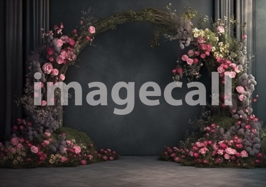 A060 Dark Grey Floral Arch Backdrops (9)