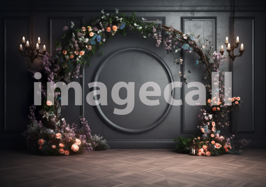 A060 Dark Grey Floral Arch Backdrops (11)