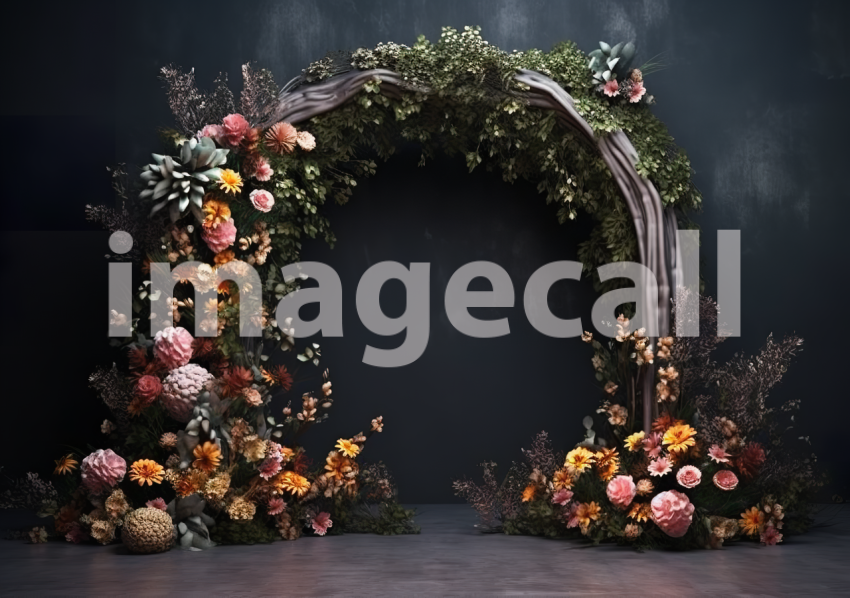 A060 Dark Grey Floral Arch Backdrops (7)