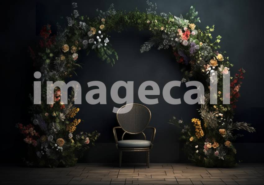 A060 Dark Grey Floral Arch Backdrops (2)