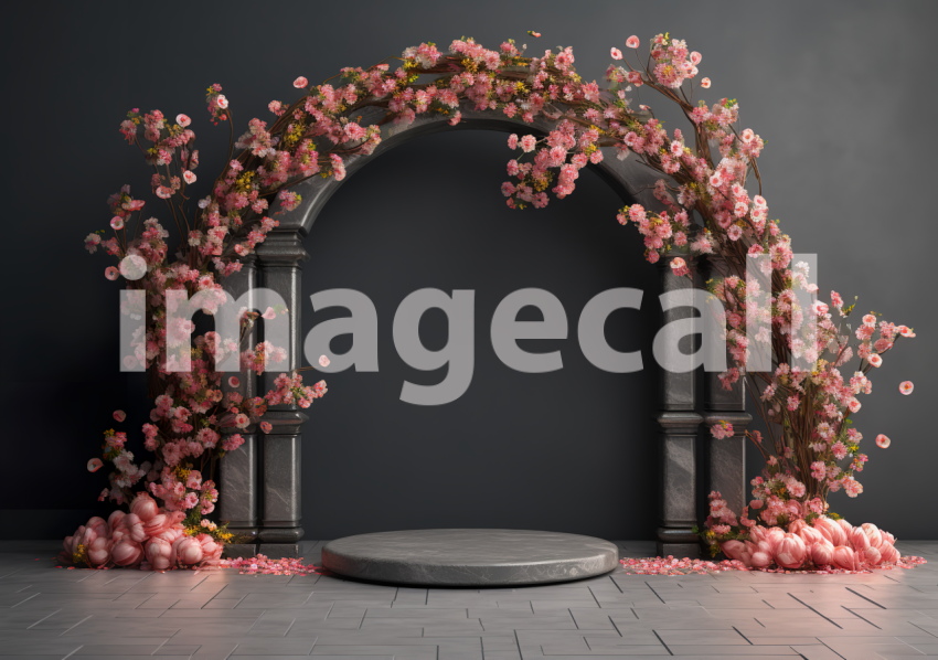 A060 Dark Grey Floral Arch Backdrops (15)