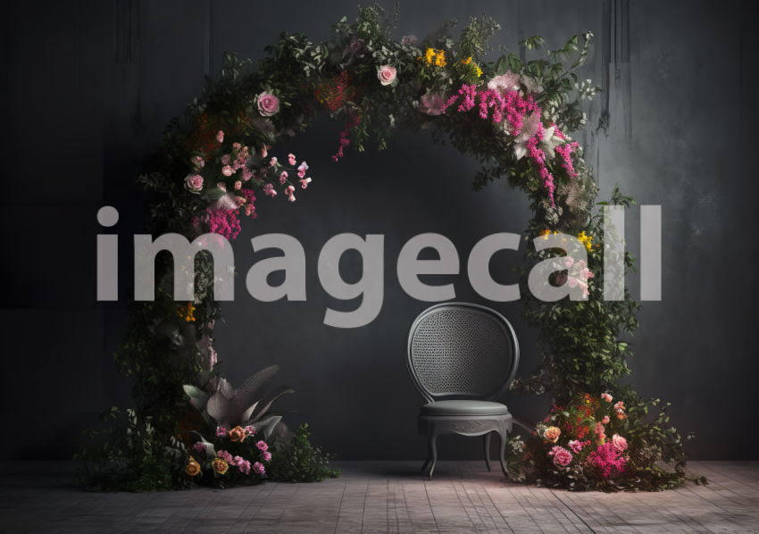 A060 Dark Grey Floral Arch Backdrops (3)