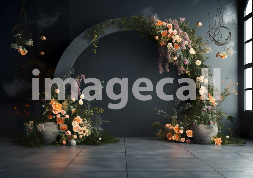 A060 Dark Grey Floral Arch Backdrops (12)