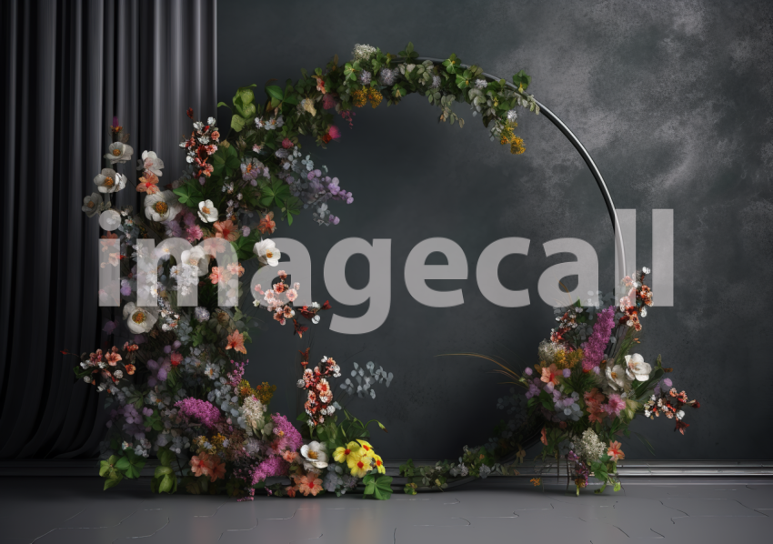 A060 Dark Grey Floral Arch Backdrops (8)