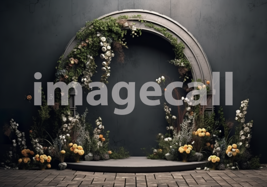 A060 Dark Grey Floral Arch Backdrops (13)