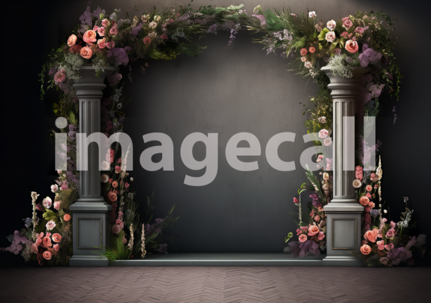 A060 Dark Grey Floral Arch Backdrops (18)