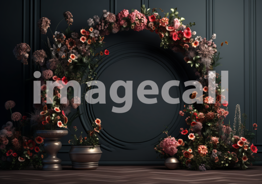 A060 Dark Grey Floral Arch Backdrops (19)