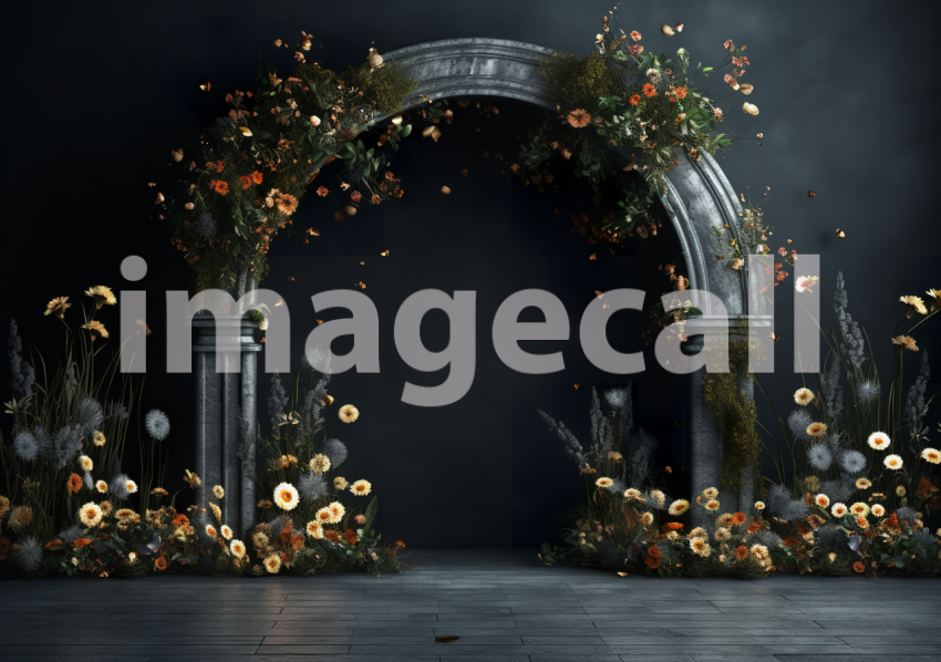 A060 Dark Grey Floral Arch Backdrops (16)