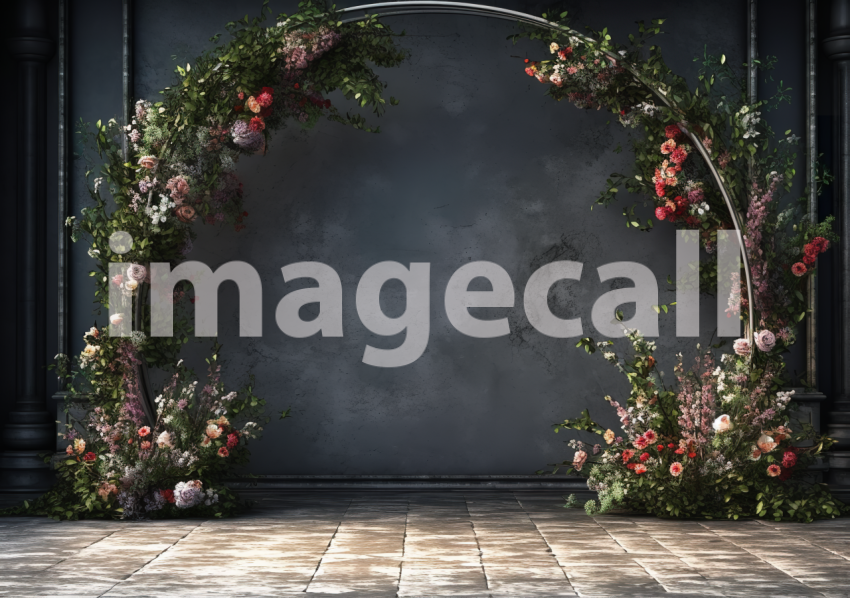 A060 Dark Grey Floral Arch Backdrops (1)