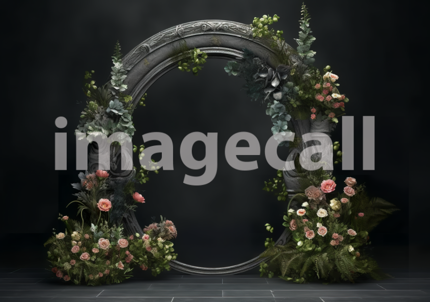 A060 Dark Grey Floral Arch Backdrops (20)