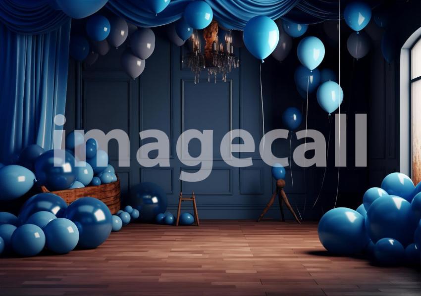 A061 Blue and Orange Party Balloons Navy Blue Backdrop (18)