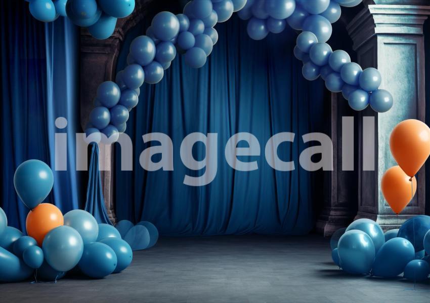 A061 Blue and Orange Party Balloons Navy Blue Backdrop (13)
