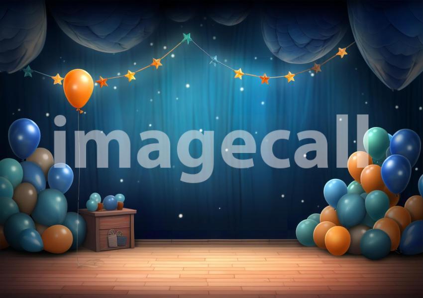 A061 Blue and Orange Party Balloons Navy Blue Backdrop (3)