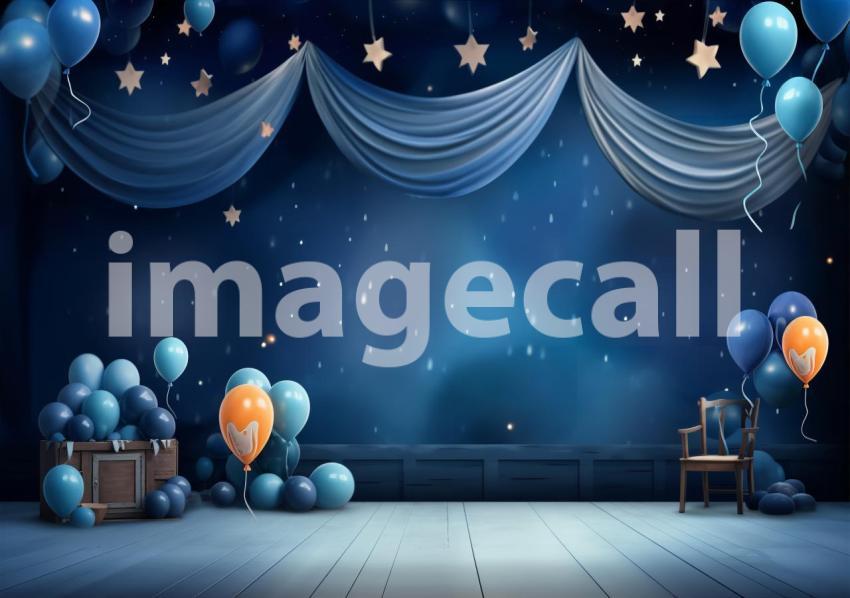 A061 Blue and Orange Party Balloons Navy Blue Backdrop (5)