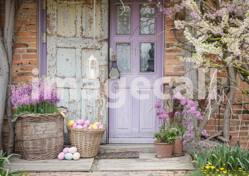 ES0002   Pastel Purple Easter Floral Door (4)