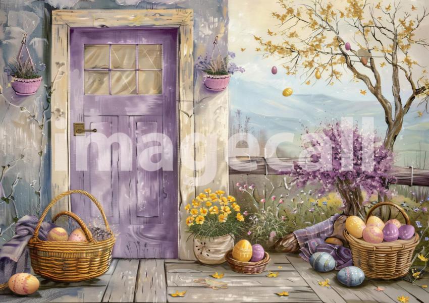 ES0002   Pastel Purple Easter Floral Door (1)