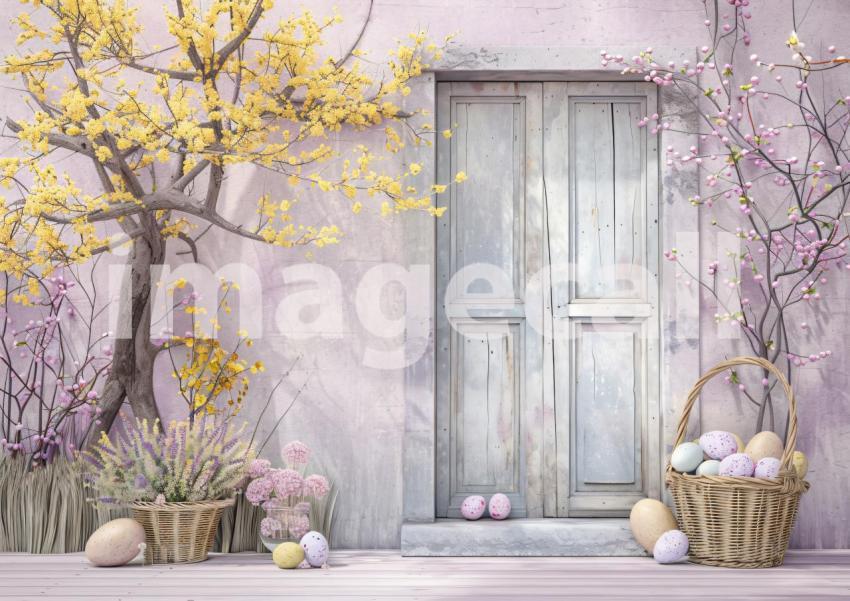 ES0002   Pastel Purple Easter Floral Door (17)
