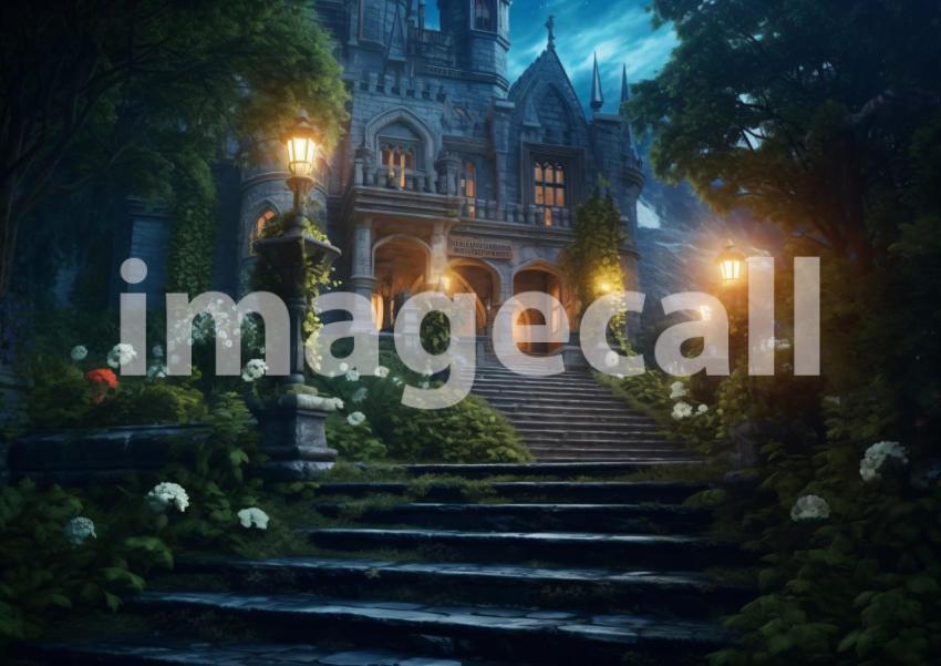 A158 Medieval Castle Entrance at Night   Landscape (6)