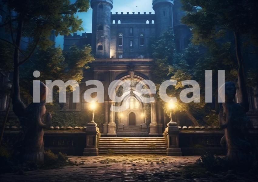 A158 Medieval Castle Entrance at Night   Landscape (11)