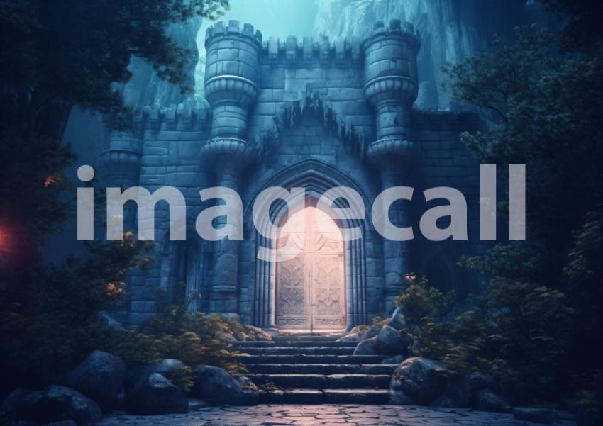 A158 Medieval Castle Entrance at Night   Landscape (9)