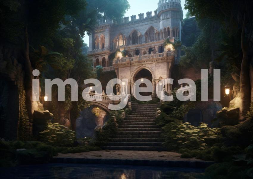 A158 Medieval Castle Entrance at Night   Landscape (7)