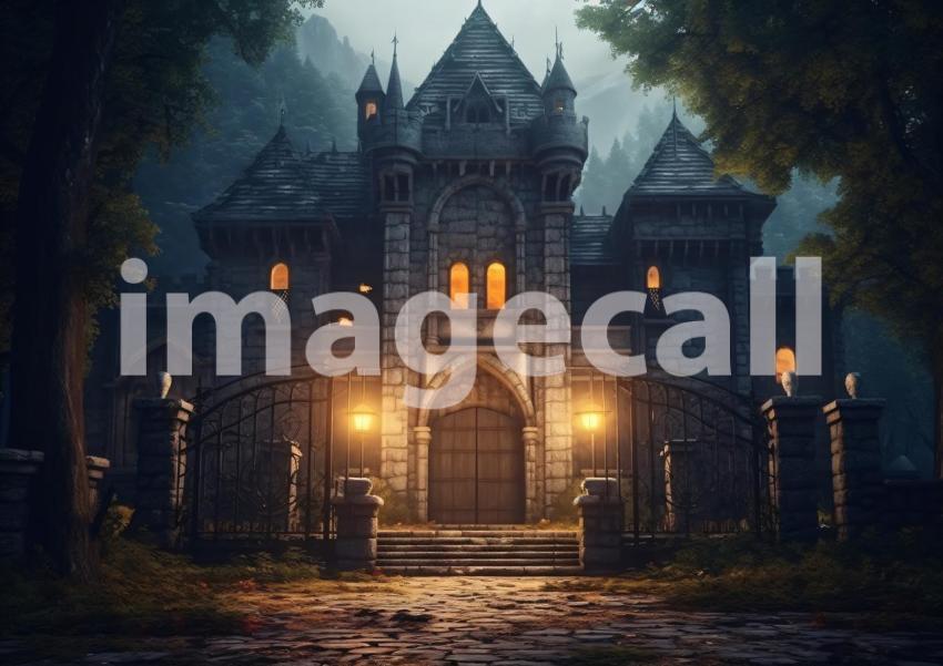 A158 Medieval Castle Entrance at Night   Landscape (5)