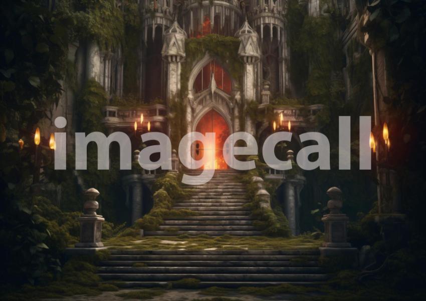 A158 Medieval Castle Entrance at Night   Landscape (1)