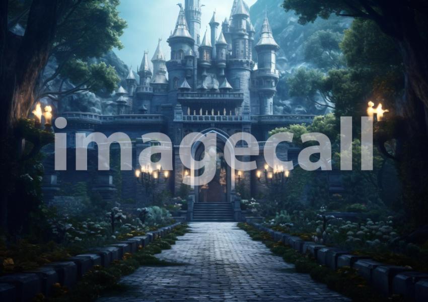 A158 Medieval Castle Entrance at Night   Landscape (4)