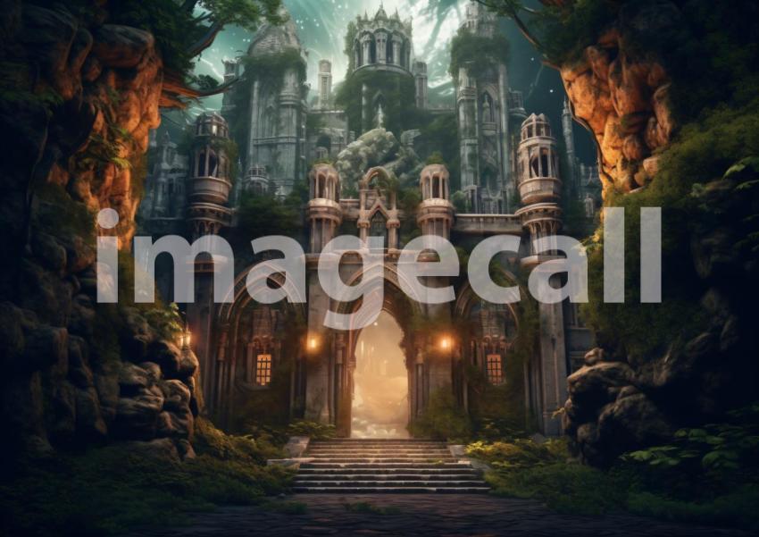 A158 Medieval Castle Entrance at Night   Landscape (10)