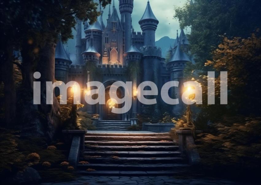 A169 Medieval Castle at Night   Landscape (1)