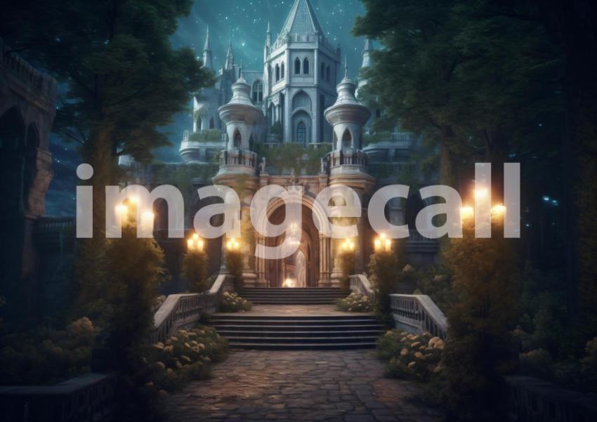 A169 Medieval Castle at Night   Landscape (2)