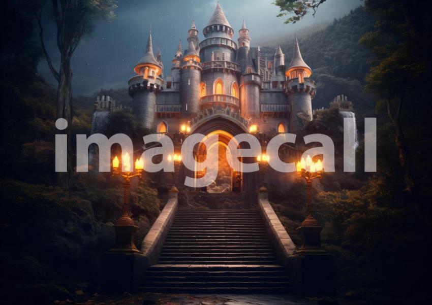 A169 Medieval Castle at Night   Landscape (11)