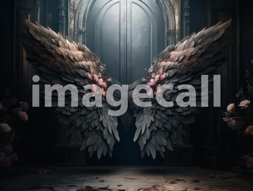 A072 Floral Black Angel Wings Backdrops (2)