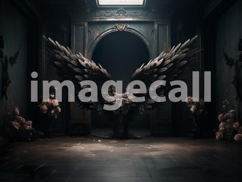 A072 Floral Black Angel Wings Backdrops (3)