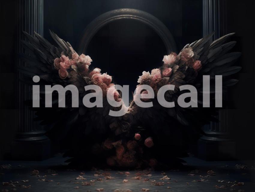 A072 Floral Black Angel Wings Backdrops (5)