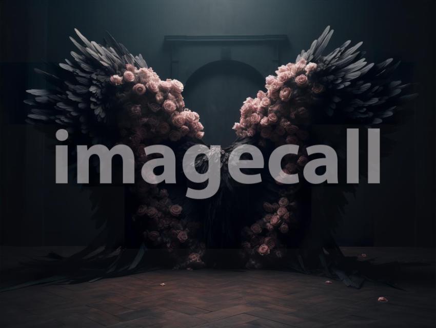 A072 Floral Black Angel Wings Backdrops (6)