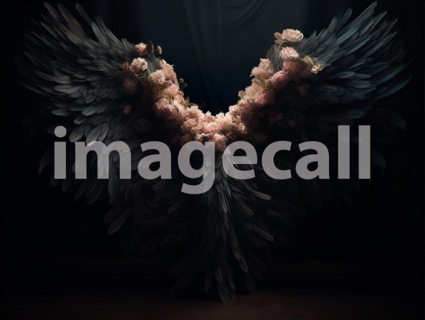 A072 Floral Black Angel Wings Backdrops (8)