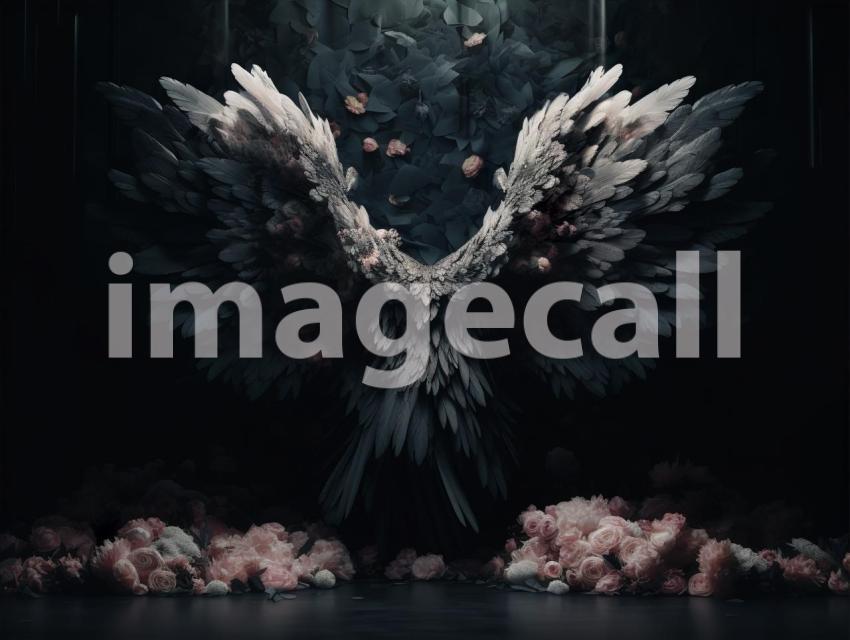 A072 Floral Black Angel Wings Backdrops (7)