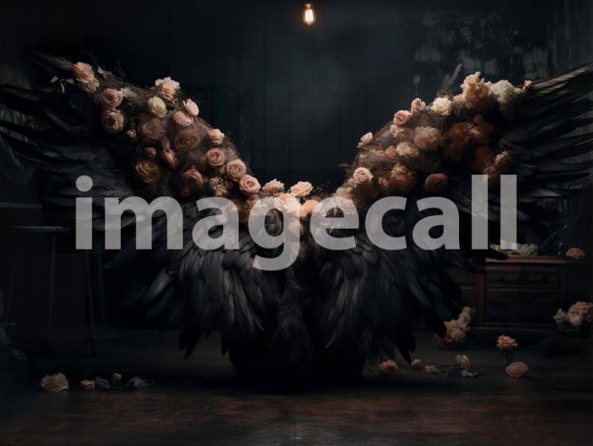 A072 Floral Black Angel Wings Backdrops (10)