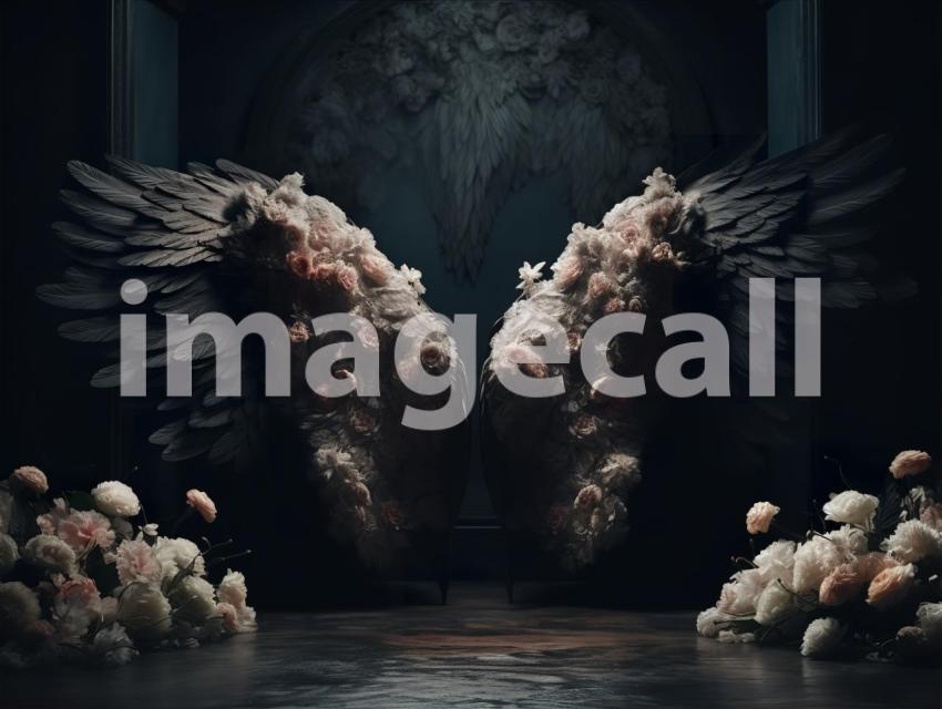 A072 Floral Black Angel Wings Backdrops (12)