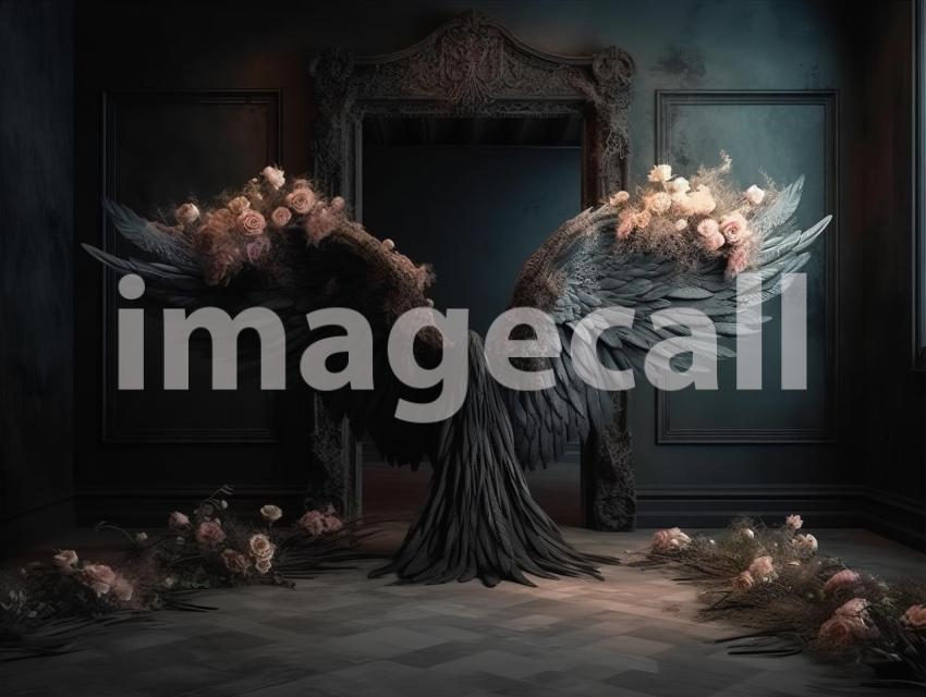 A072 Floral Black Angel Wings Backdrops (11)
