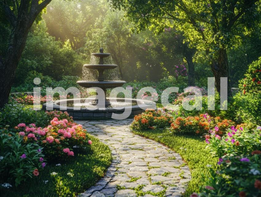 FN0008   Fantasy Garden Water Fountain (12)  Destiny Backdrops