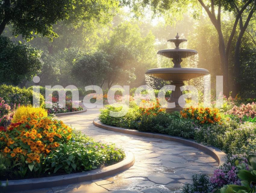 FN0008   Fantasy Garden Water Fountain (8)  Destiny Backdrops