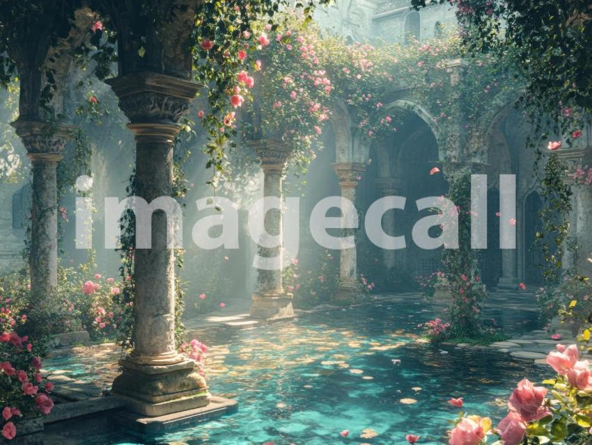 FN0010   Enchanted Romantic Garden Pool (18)  Destiny Backdrops