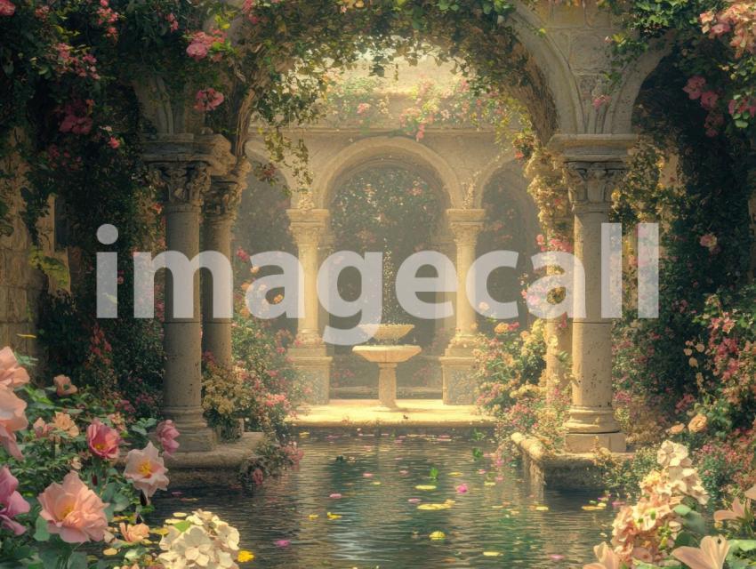 FN0010   Enchanted Romantic Garden Pool (11)  Destiny Backdrops