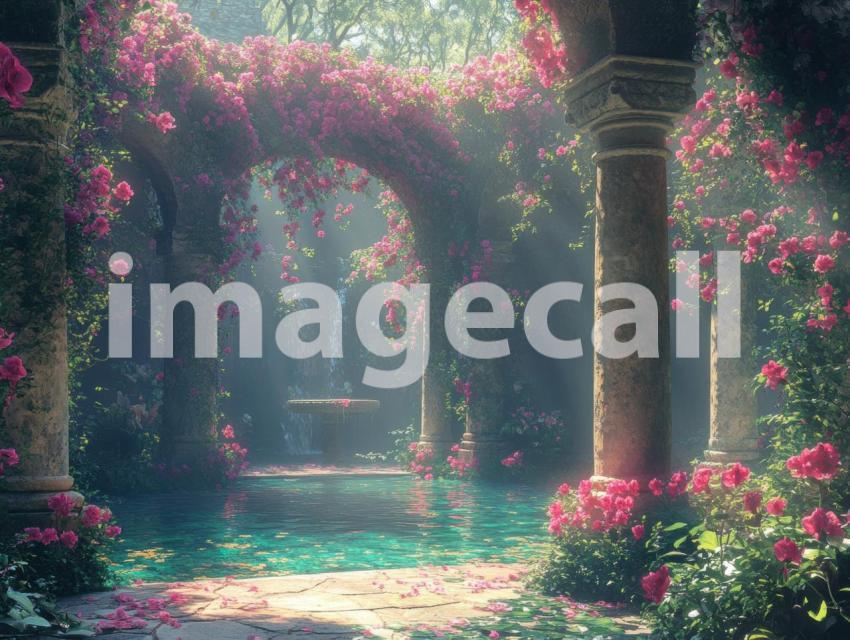 FN0010   Enchanted Romantic Garden Pool (16)  Destiny Backdrops