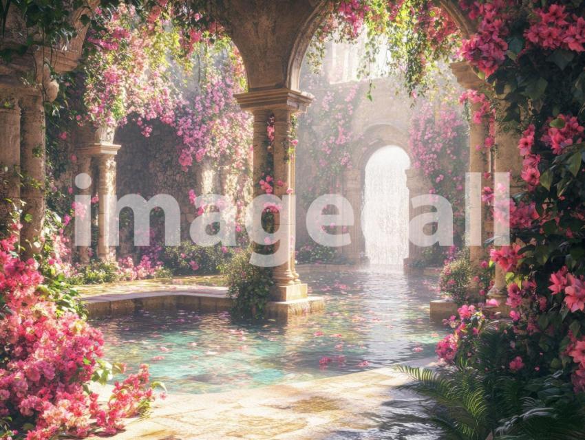 FN0010   Enchanted Romantic Garden Pool (20)  Destiny Backdrops