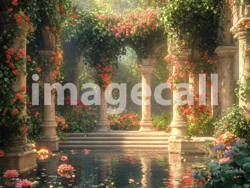 FN0010   Enchanted Romantic Garden Pool (19)  Destiny Backdrops